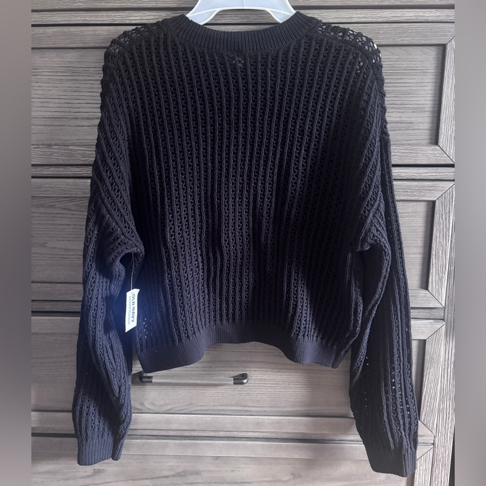 Old Navy Black Crew Neck Sweater Chunky Knit - Picture 3 of 4